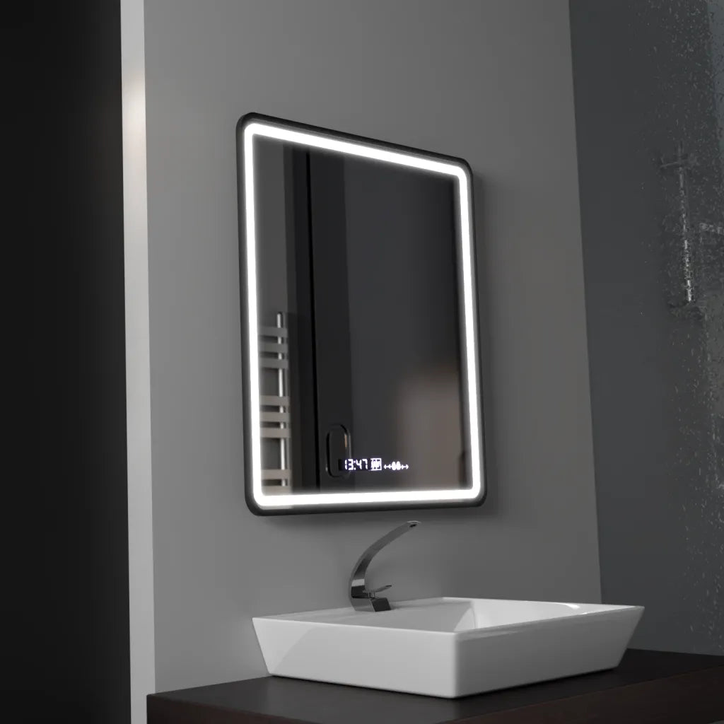 Oglinda LED Rectangulara, 75x90cm, Favola MotionGlow Marcello, Sistem Dezaburire, Ceas & Termometru, Dimabila