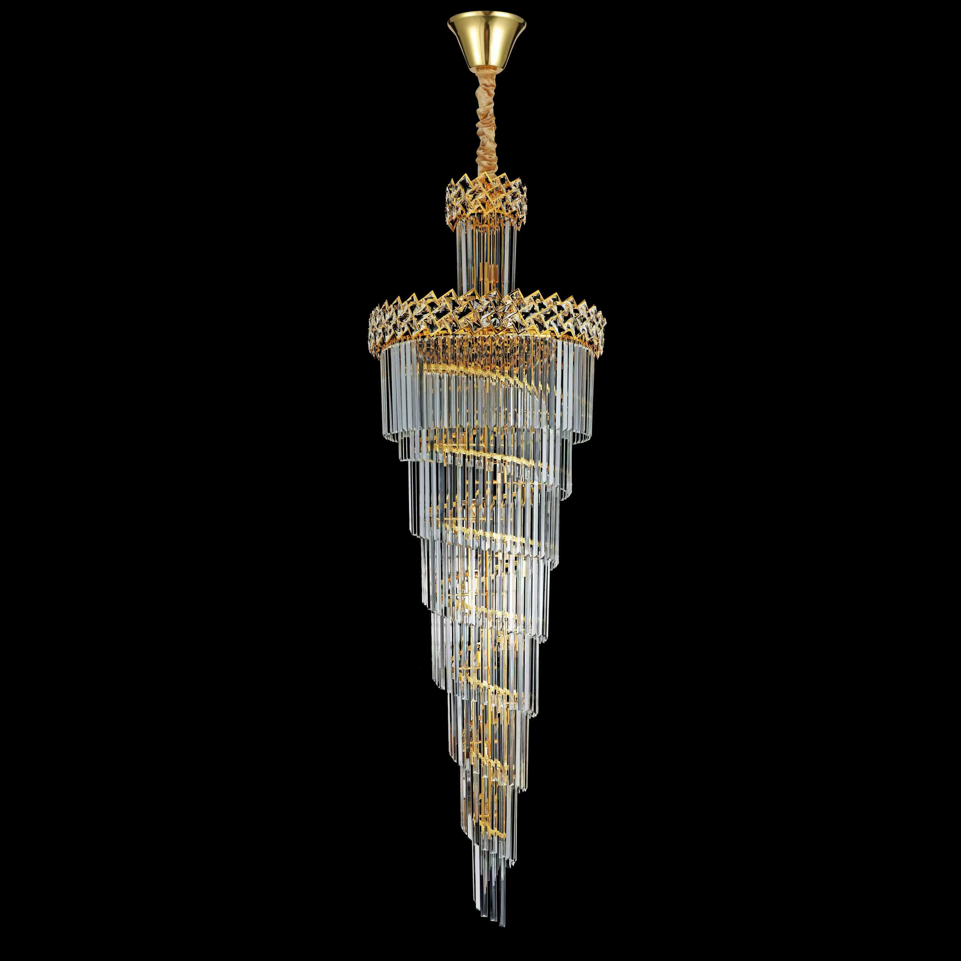 Candelabru Cristal CC800/700X2100GD, 33xE14, Diametru 70cm, Inaltime 210cm, Auriu Lucios, Inaltime Reglabila, Design Elegant Candelabre Cristal Default Title Alessandro Design