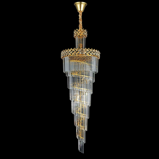 Candelabru Cristal CC800/700X2100GD, 33xE14, Diametru 70cm, Inaltime 210cm, Auriu Lucios, Inaltime Reglabila, Design Elegant Candelabre Cristal Default Title Alessandro Design