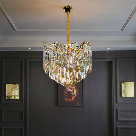 Candelabru Cristal TOPKAPI Nobile 6xE14, Diametru 40cm, Auriu Lucios, Inaltime Reglabila Candelabre Cristal Default Title Alessandro Design