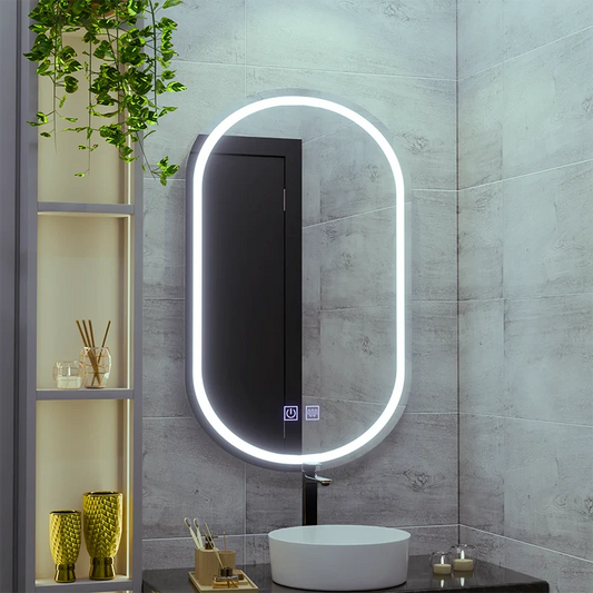 Oglinda LED Ovala 50X80cm, Velara Touch, Sistem Dezaburire, Dimabila, Lumina Rece 6000K