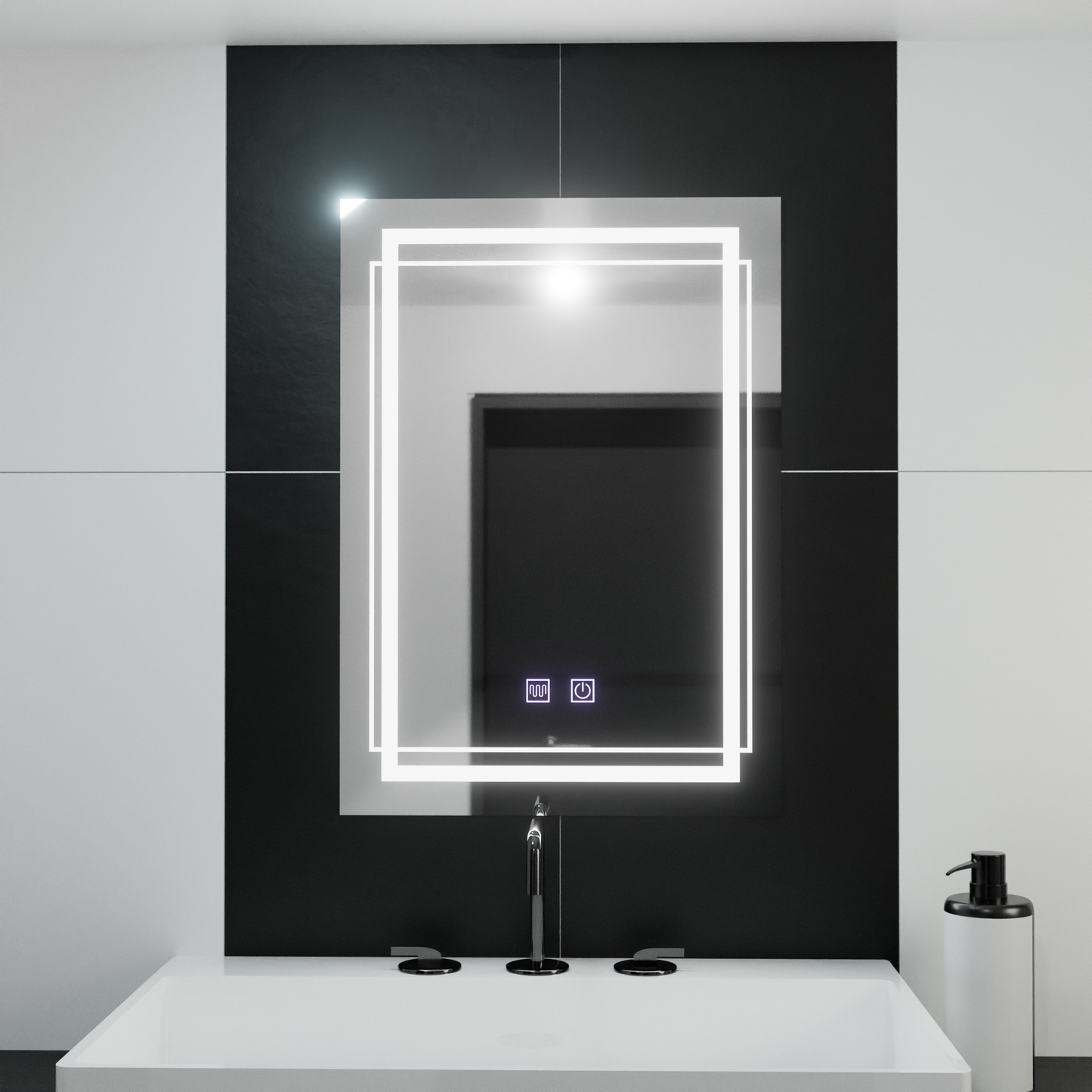 Oglinda LED Rectangulara, 50x70cm,  Koven Touch, Sistem Dezaburire,Dimabila