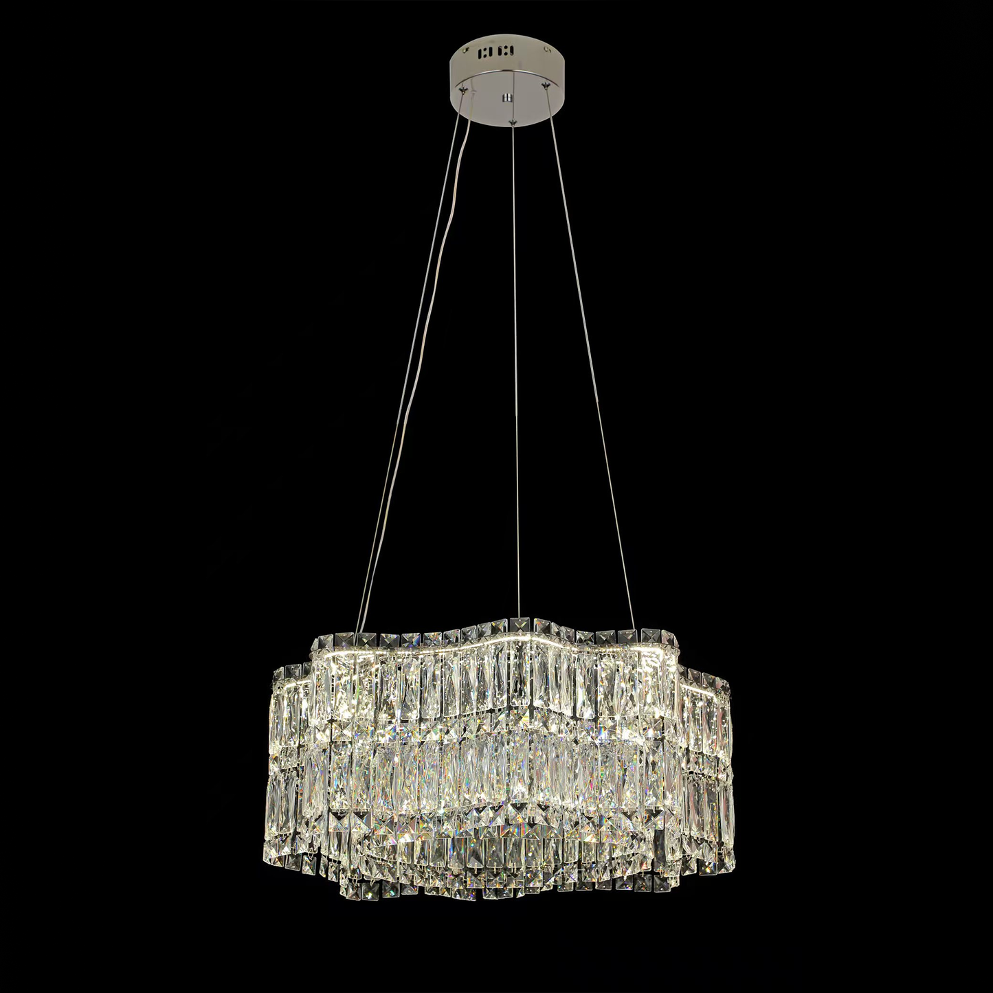 Candelabru Cristal LED cu Telecomanda WAVE Regalis, 52W, Lumina Calda/Rece/Neutra Inaltime Reglabila, Lumina Dimabila, Metal si Cristal Lustre LED cu Telecomanda Default Title Alessandro Design