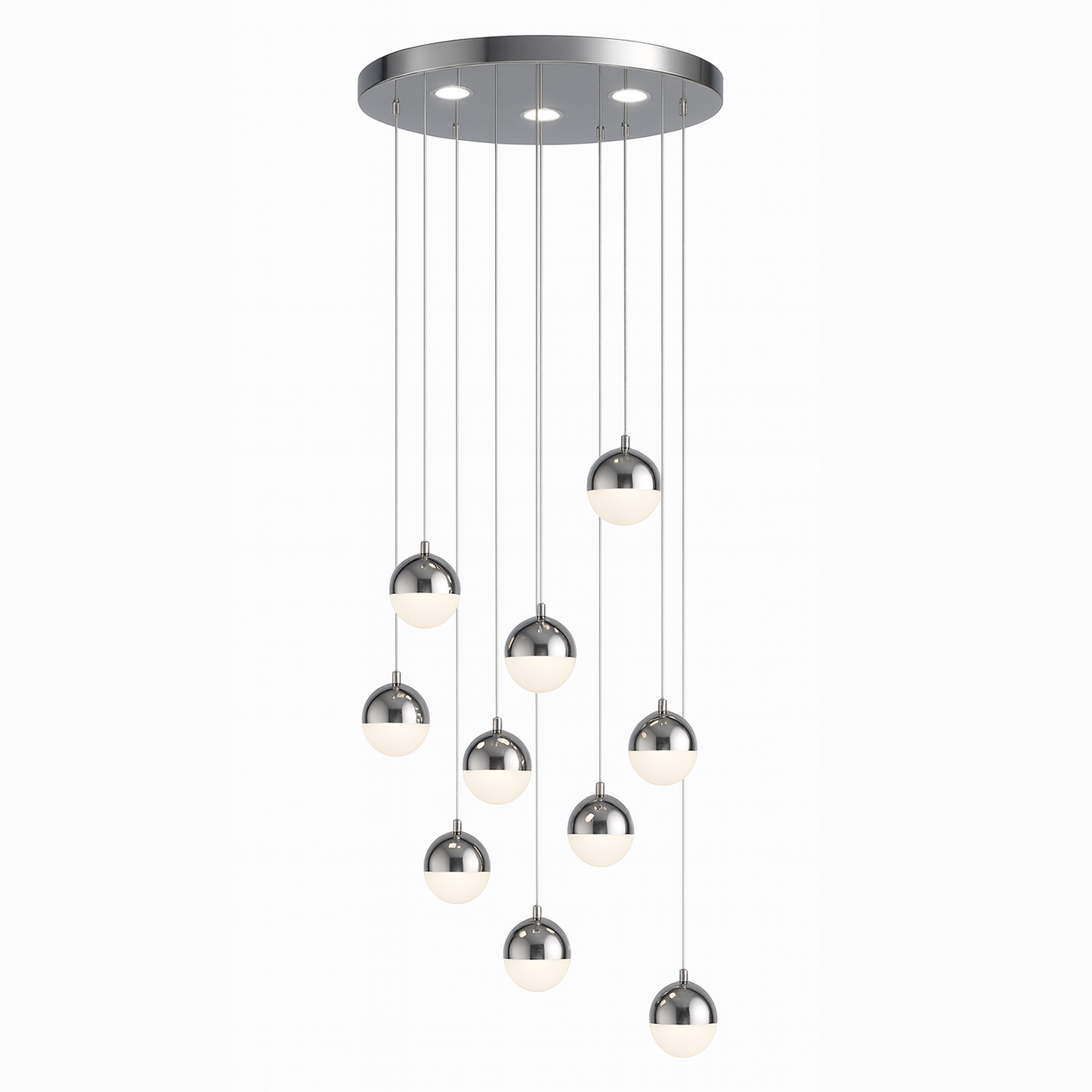 Lustra LED suspendata cu telecomanda JEREMIAS 132W, 10 Elemente, lumina Rece/Calda/Neutra, Dimabila, Argintiu Lustre Moderne Default Title Alessandro Design
