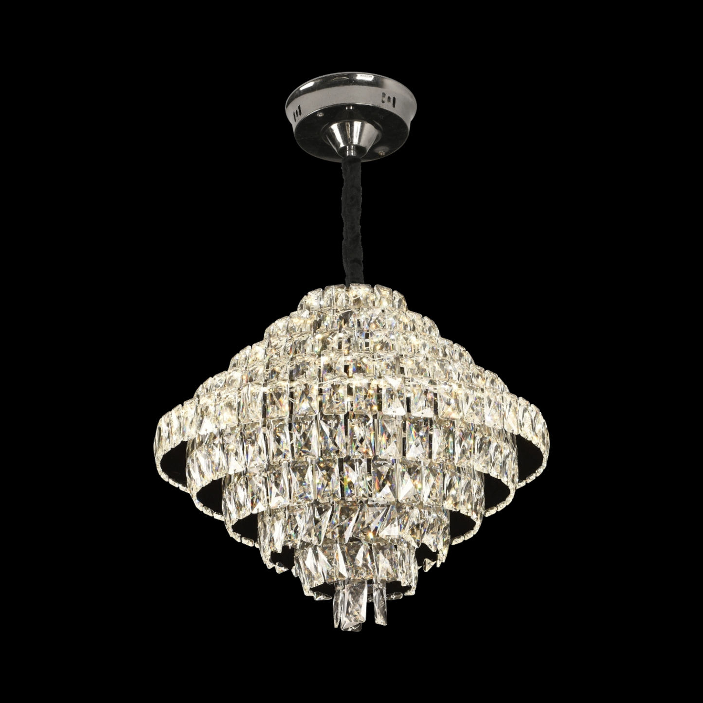 Candelabru Cristal Opal cu telecomanda, 110W, Diametru 35 cm, 3000K/4000/6000K, Crom Lucios, Inaltime Reglabila Candelabre Cristal Default Title Alessandro Design