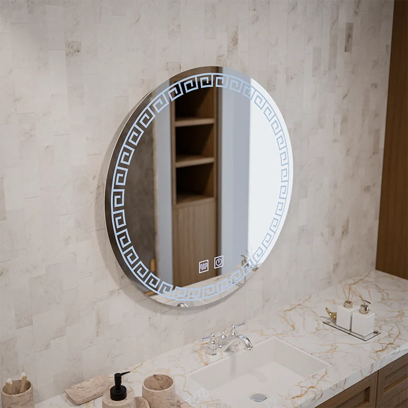 Oglinda LED Rotunda, 70cm, Orhina Touch, Sistem Dezaburire, Dimabila