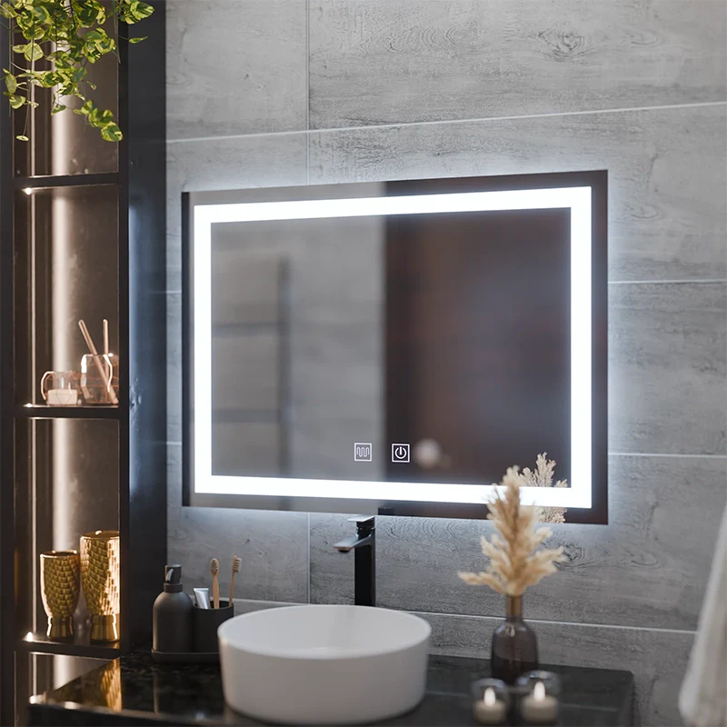 Oglinda LED Rectangulara, 80x60cm, RADIANTE Touch, Sistem Dezaburire, Dimabila