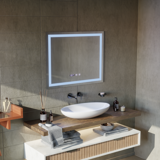 Oglinda LED Touch MODENA Sistem Dezaburire, Ceas si Temperatura 80x60 cm Oglinzi Korman S Default Title Alessandro Design
