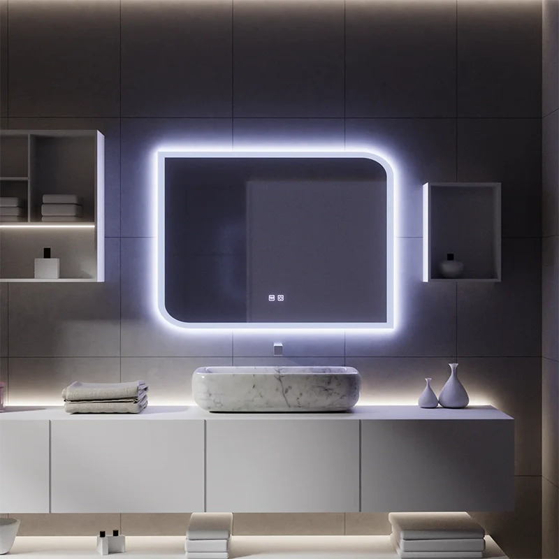 Oglinda LED CLARIVO Dreptunghiulara, 80X60cm, Touch, Sistem Dezaburire