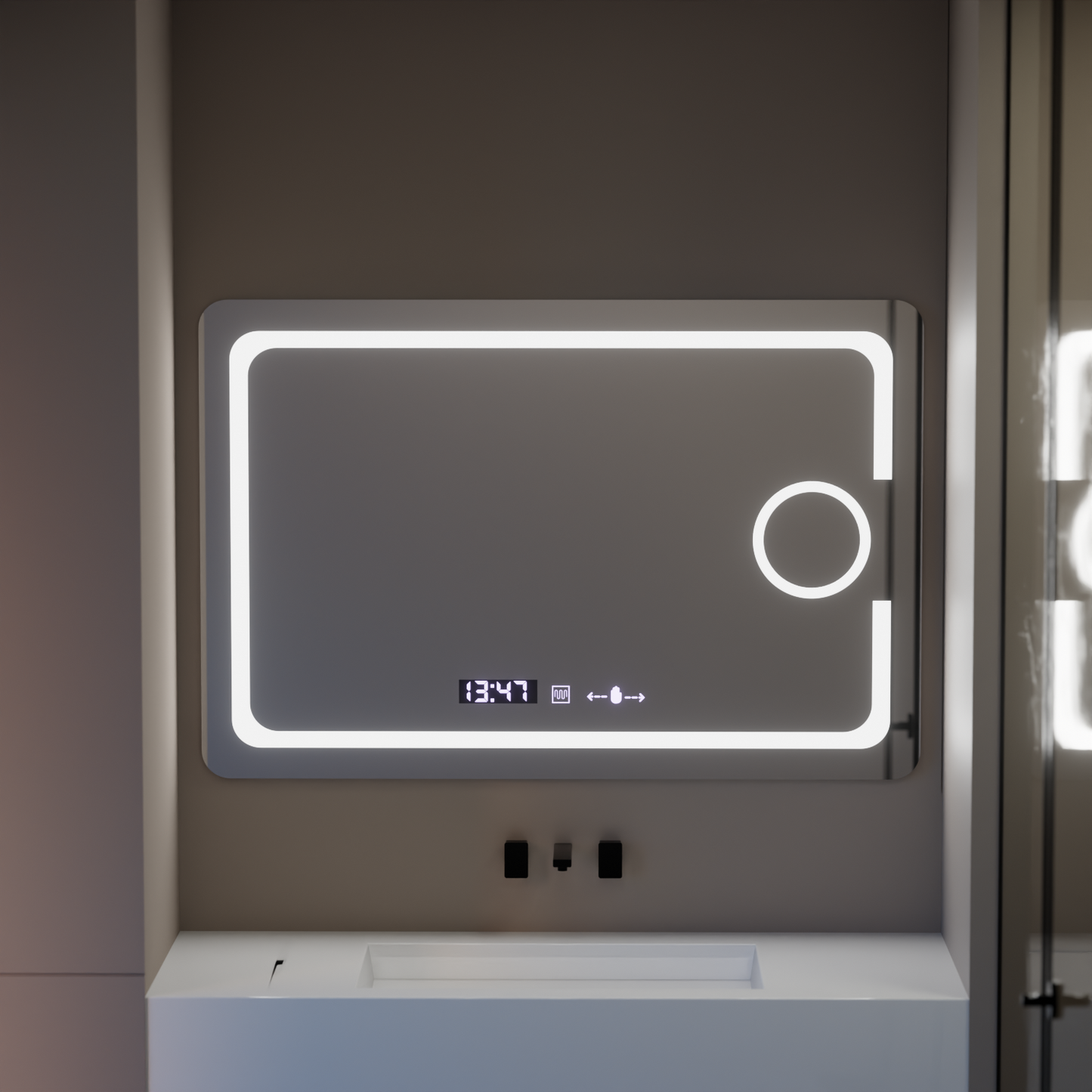 Oglinda LED Rectangulara, 120x80cm, Eclat MotionGlow Marcello, Sistem Dezaburire, Ceas & Termometru, Lupa Cosmetica, Dimabila Oglinzi Marcello Default Title Alessandro Design
