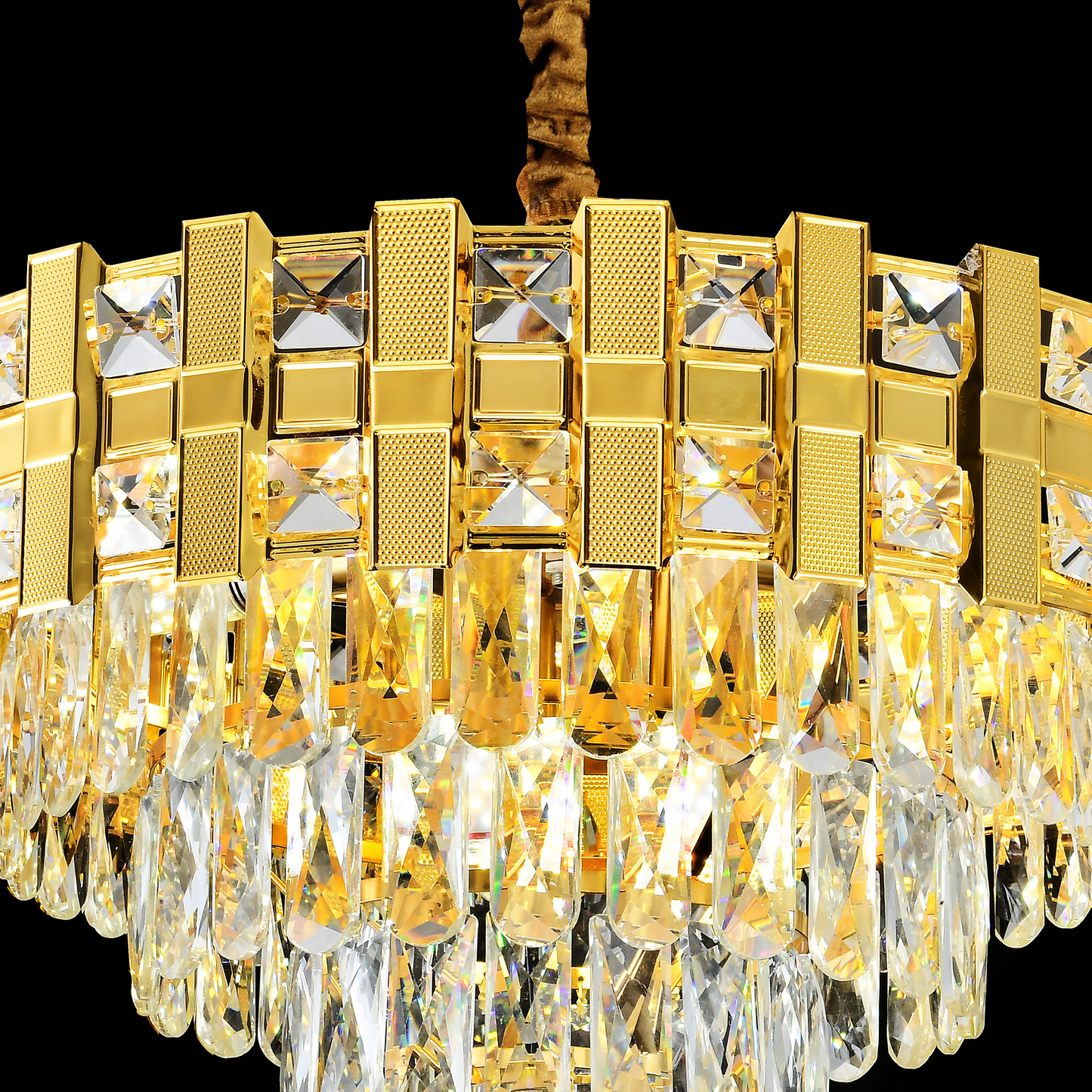 Candelabru Cristal BRAN Eleganza 8xE14, Diametru 50cm, Auriu Lucios, Inaltime Reglabila Candelabre Cristal Default Title Alessandro Design
