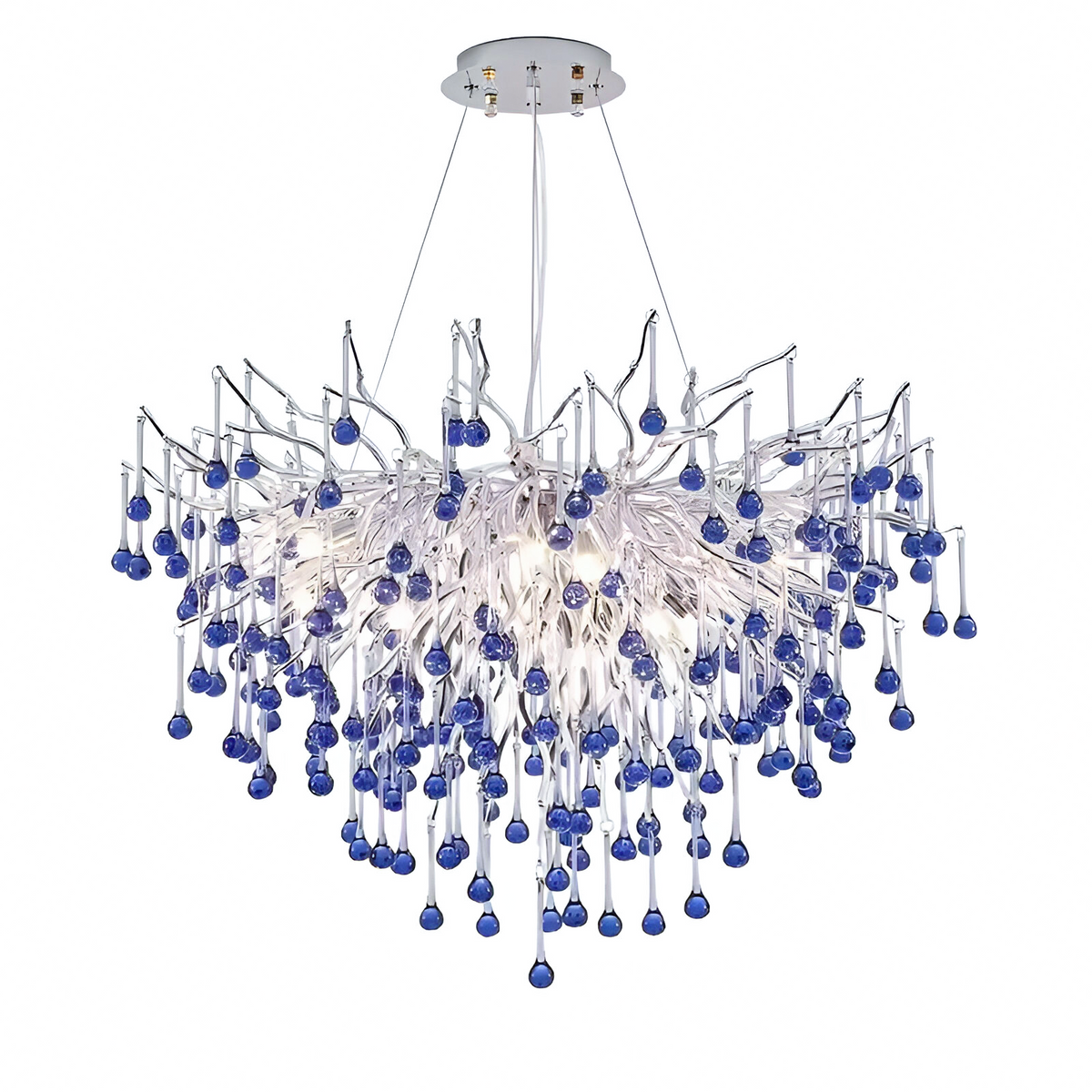 Candelabru Cristal CC335/400CH, 4x G9, Crom si Cristale Albastre, 40cm, Inaltime Reglabila Candelabre Cristal Default Title Alessandro Design