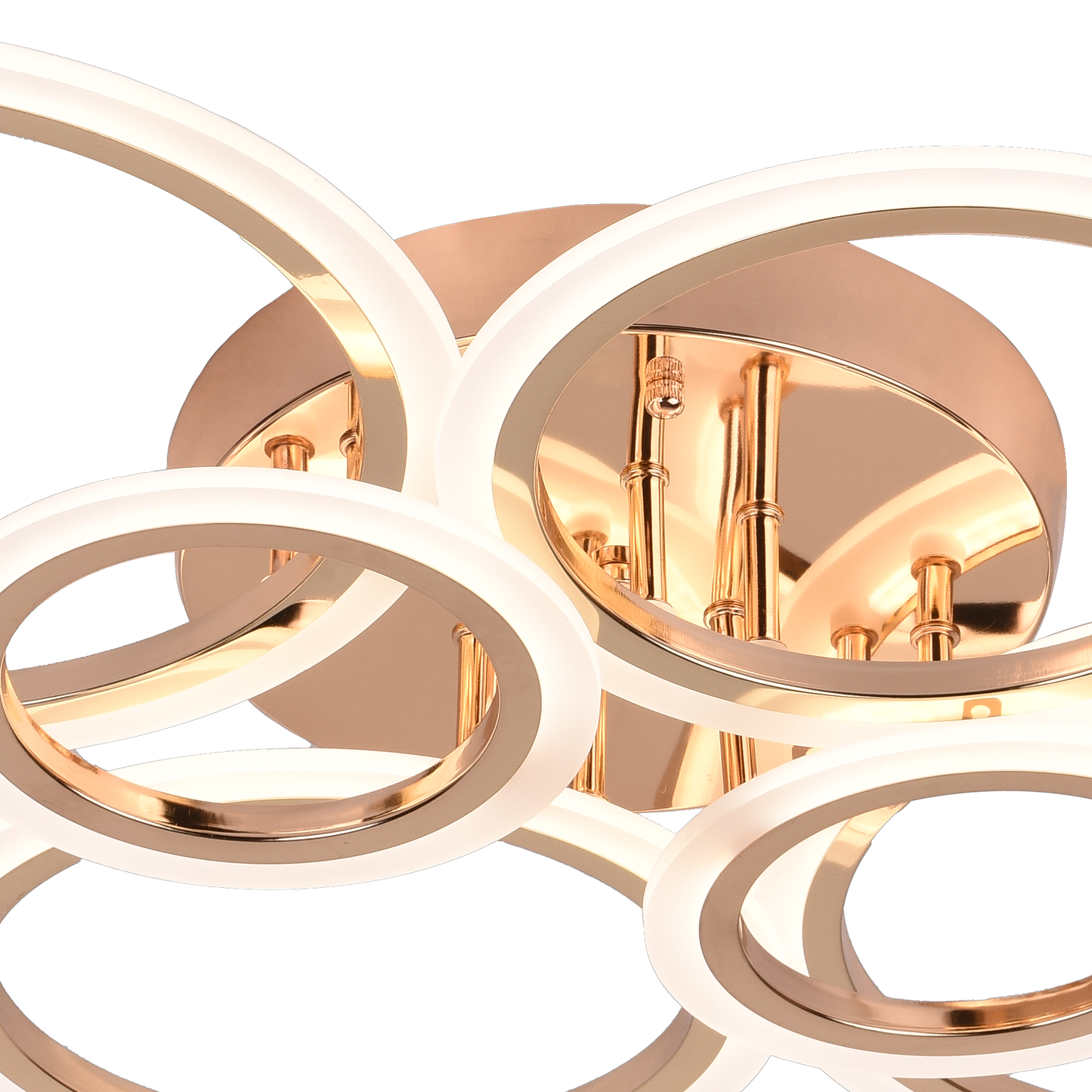 Lustra LED cu telecomanda BETTY 81W, 6 Cercuri, lumina Rece/Calda/Neutra, Dimabila, Auriu Lucios