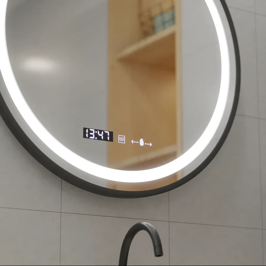 Oglinda LED Rotunda, 60cm, Celeste Majeste Noir Eleve MotionGlow Marcello, Sistem Dezaburire, Ceas & Termometru, Dimabila Oglinzi Marcello Default Title Alessandro Design