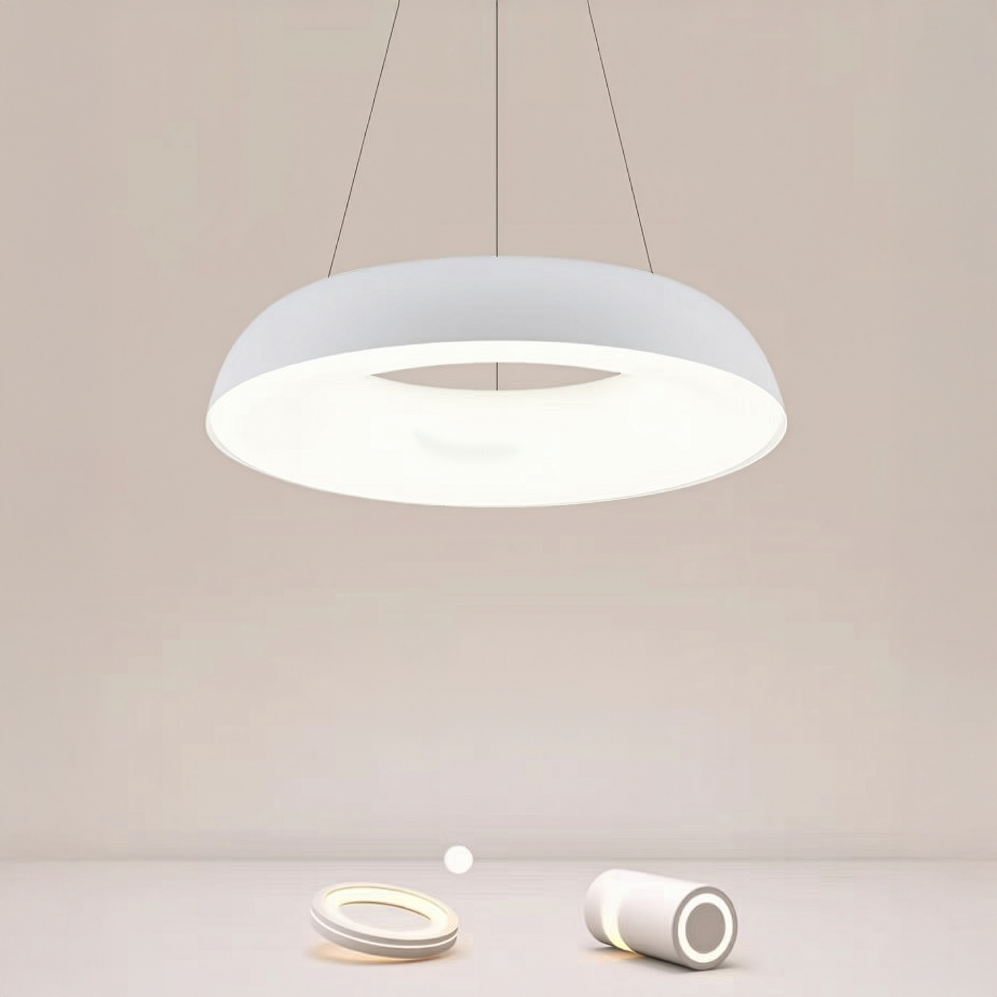 Lustra LED suspendata cu Telecomanda CHIARA, 73W, Lumina Rece/Calda/Neutra, Dimabila, Alb Lustre LED cu Telecomanda Default Title Alessandro Design