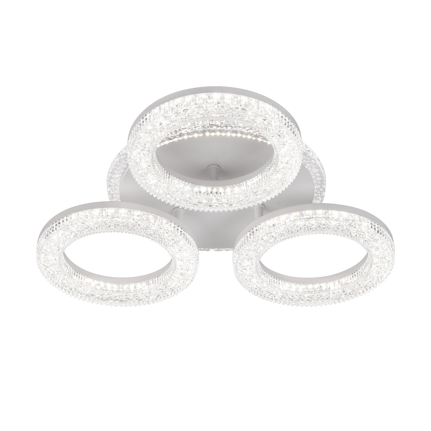 Lustră LED FREJA cu Telecomandă, 50W, 3000K/4000K/6000K, Dimabil, Alb, Cristale, 3 Cercuri Lustre LED cu Telecomanda Default Title Alessandro Design