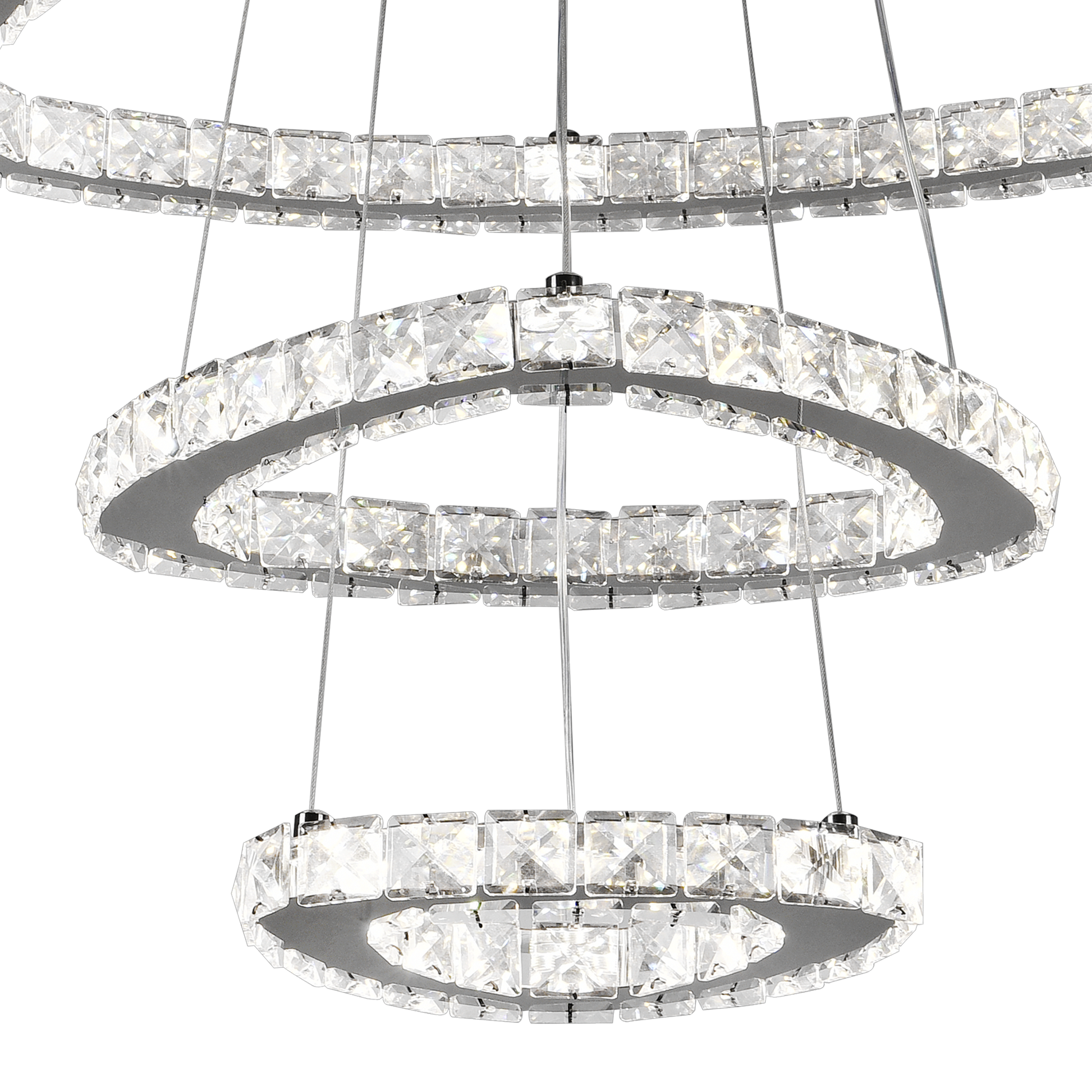 Lustra LED suspendata cu telecomanda si cristal PRISM LUMORA 63W, 3 Cercuri, lumina Rece/Calda/Neutra, Dimabila, Crom Lucios, Inaltime Reglabila Lustre LED cu Telecomanda Default Title Alessandro Design
