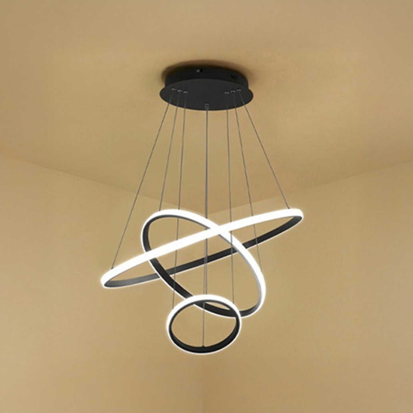 Lustra LED suspendata RICCI 81W, 3 Cercuri, lumina Rece/Calda/Neutra, Negru, Inaltime Reglabila Lustre Moderne Default Title Alessandro Design