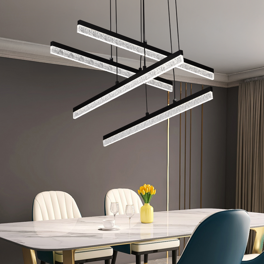 Lustra LED Suspendata cu Telecomanda STRATA, 4 elemente, 54W, Lumina 3000/4000/6000K, Negru, Inaltime Reglabila Lustre LED cu Telecomanda Default Title Alessandro Design