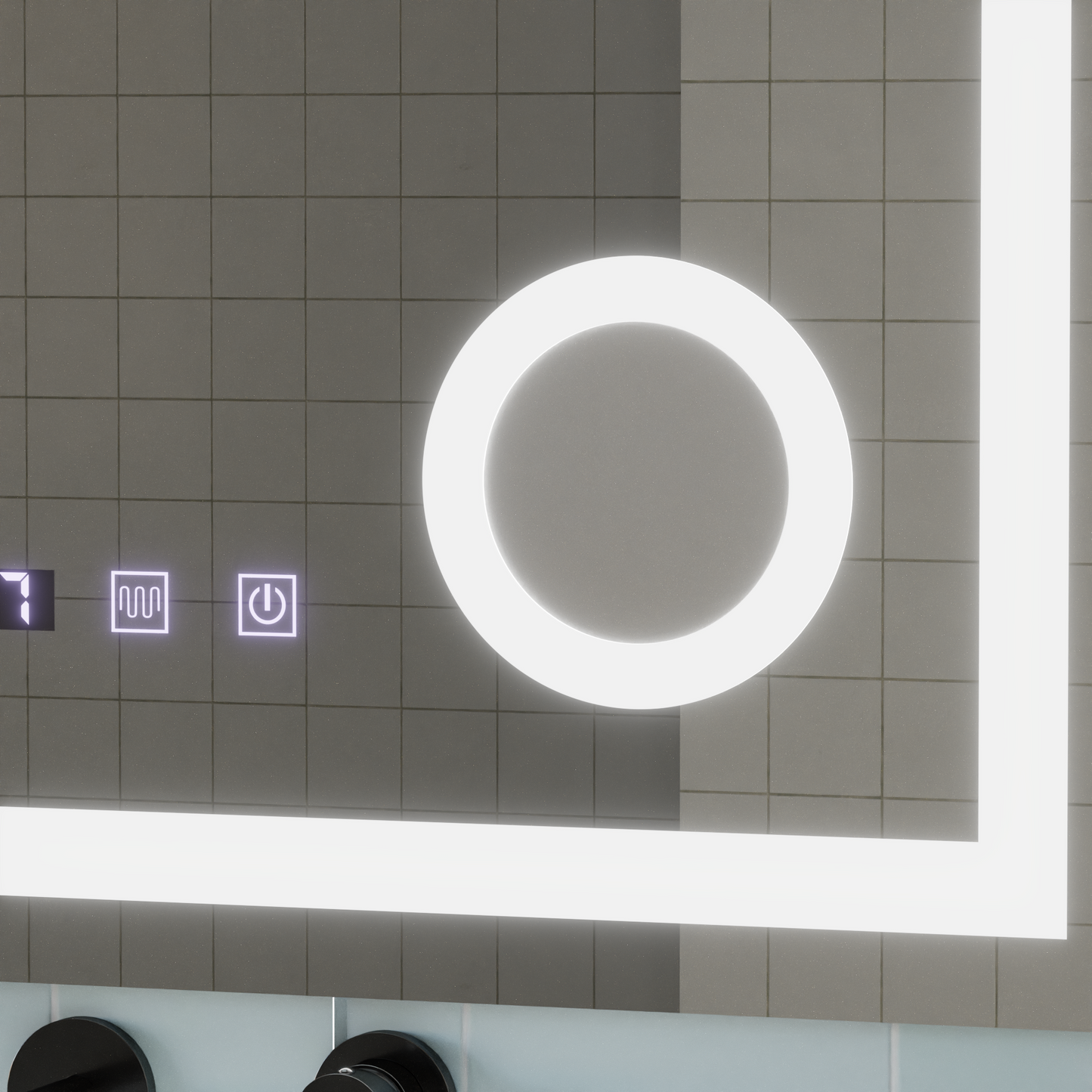 Oglinda LED Touch NIVERA Sistem Dezaburire, Ceas si Temperatura 60x80 cm Lupa Cosmetica