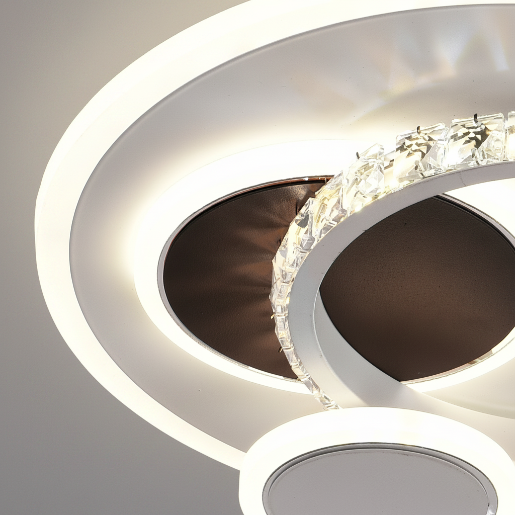 Lustra LED cu cristal HELIOX, 37W, 4 Cercuri, lumina Rece/Calda/Neutra, Negru Lustre LED Default Title Alessandro Design