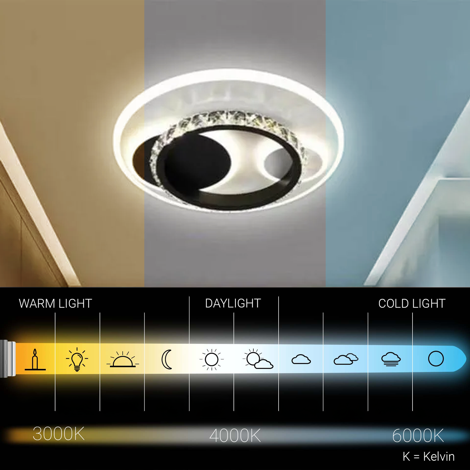 Lustra LED cu cristal ARIELLA 39W, Rotunda, Lumina Rece/Calda/Neutra, Negru Lustre LED Default Title Alessandro Design