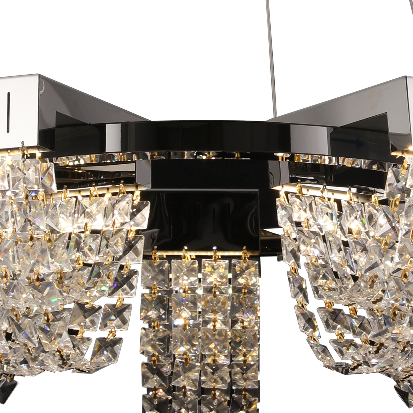 Candelabru Cristal LED 15W, STRATUS Magno , Diametru 50cm, Crom Lucios, Lumina Calda Neutra Rece 3000K/4000K/6000K Inaltime Reglabila, Metal si Cristal Candelabre Cristal Default Title Alessandro Design