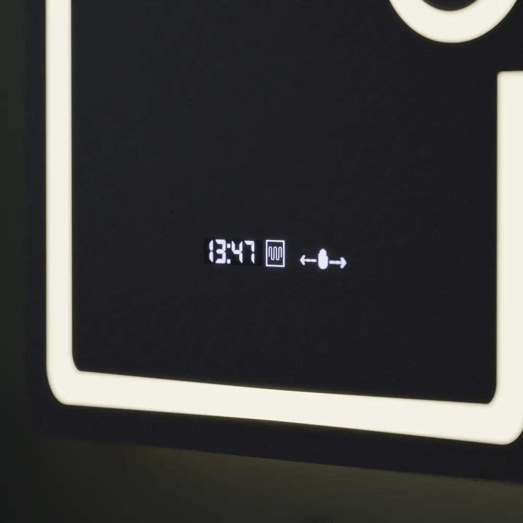 Oglinda LED Rectangulara, 60x80cm, Eclat MotionGlow Marcello, Ceas & Termometru, Sistem Dezaburire, Lupa Cosmetica, Dimabila