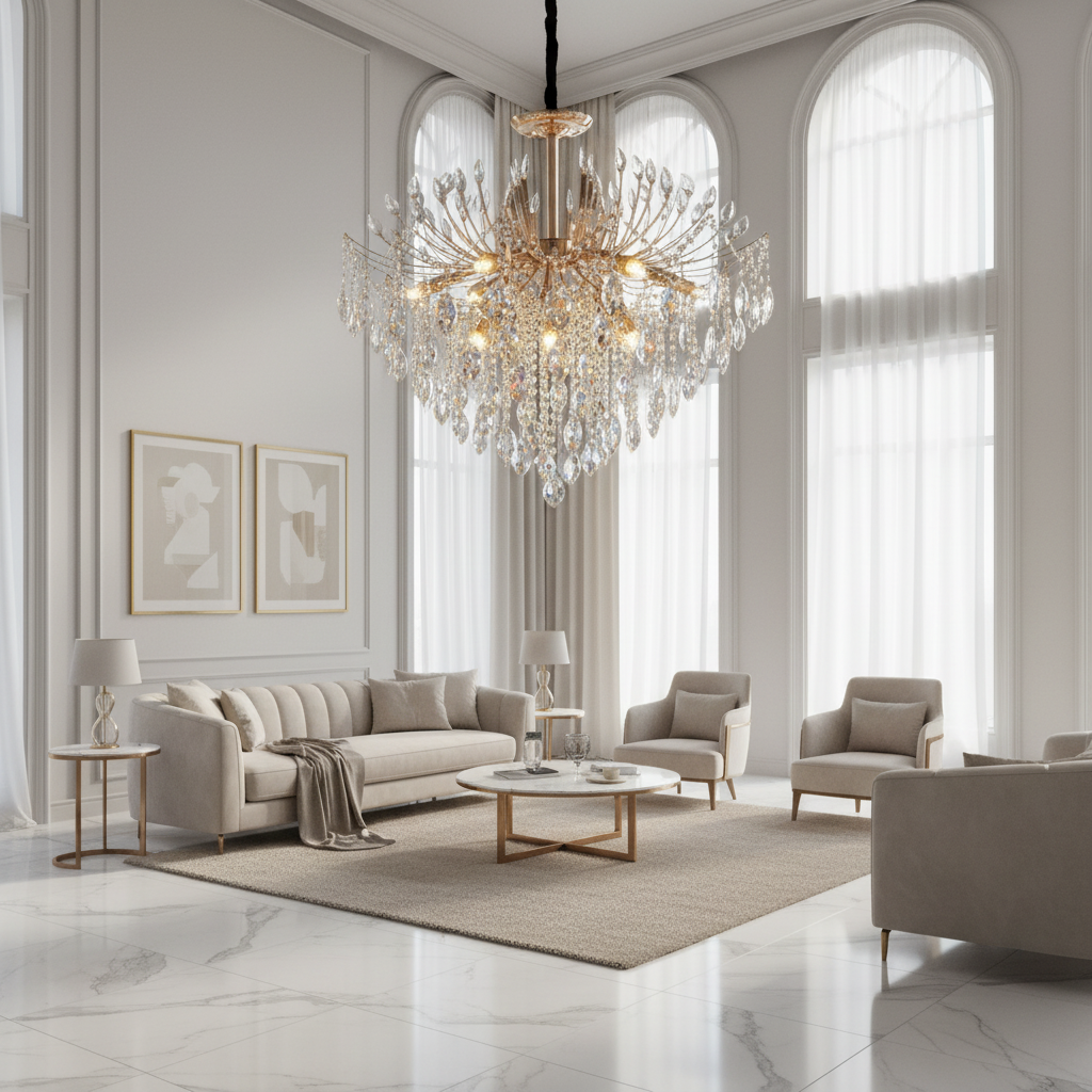 Candelabru Cristal PALERMO Regalis, 12x E14, Diametru 80cm, Auriu