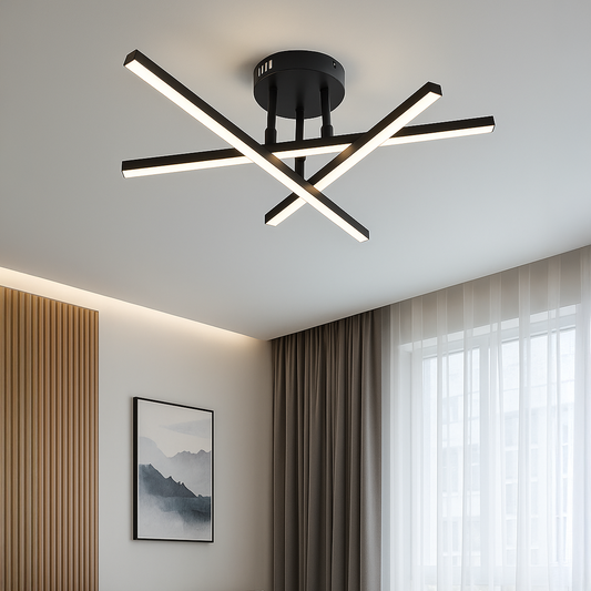 Lustra LED cu telecomanda 41W, 3 Elemente, Liniara, lumina Rece/Calda/Neutra, Dimabila, Negru Lustre LED cu Telecomanda Default Title Alessandro Design