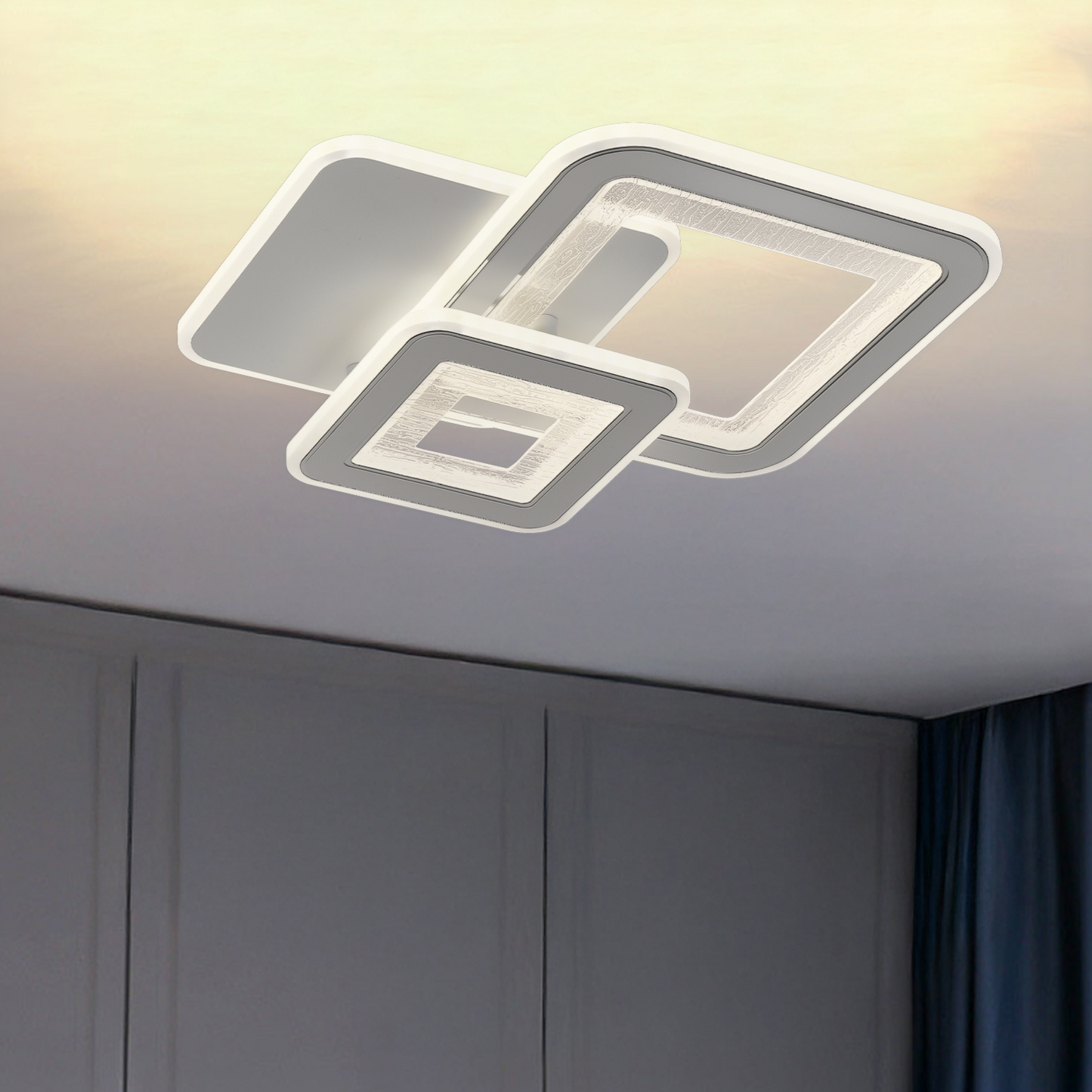 Lustra LED SQUARE 57W, 3 Patrate, lumina Rece/Calda/Neutra, Alb Lustre LED Default Title Alessandro Design
