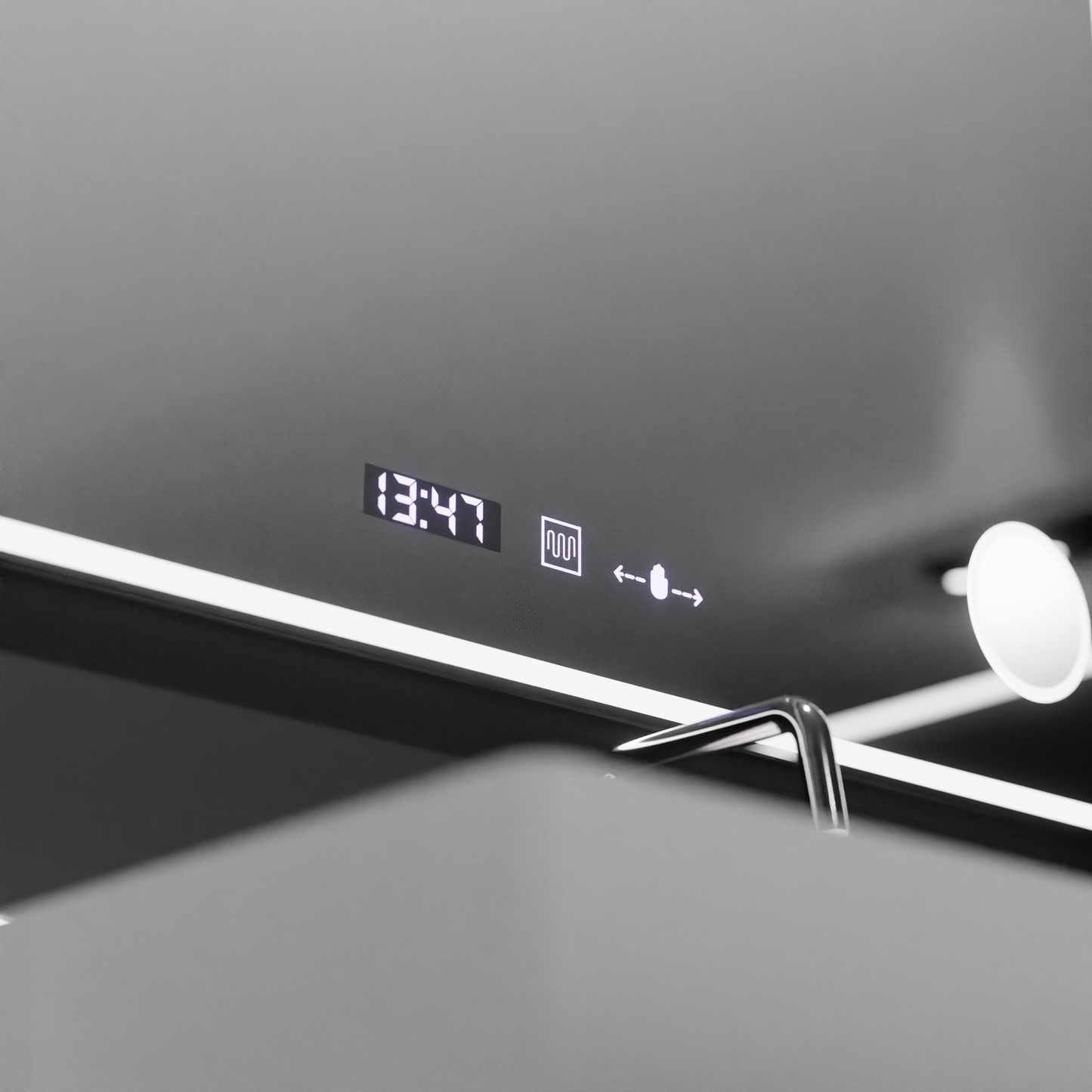 Oglinda LED Rectangulara 120x80 Aura Riflesso Puro MotionGlow Marcello, Sistem Dezaburire, Termometru si Ceas, Dimabila