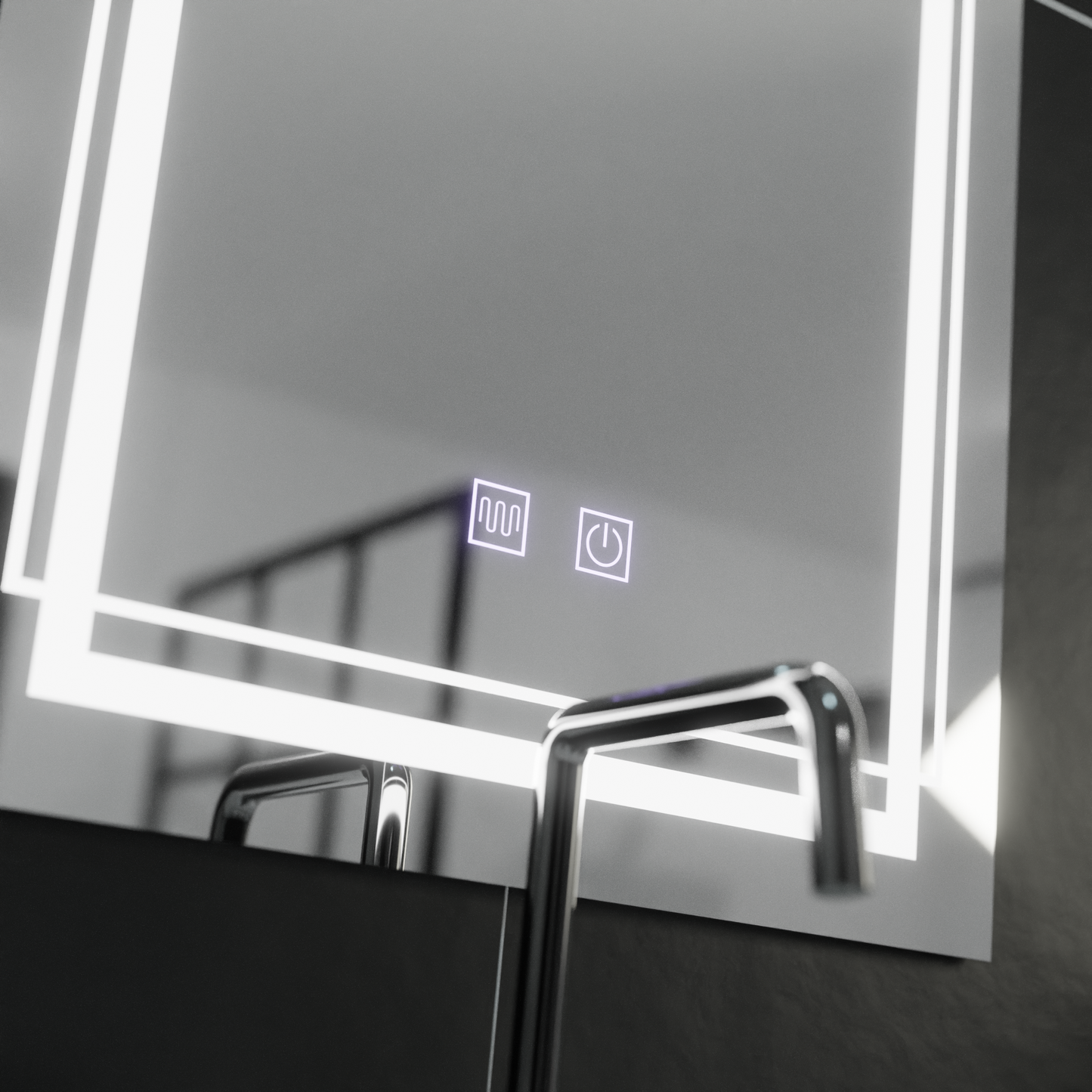 Oglinda LED Rectangulara, 50x70cm,  Koven Touch, Sistem Dezaburire,Dimabila