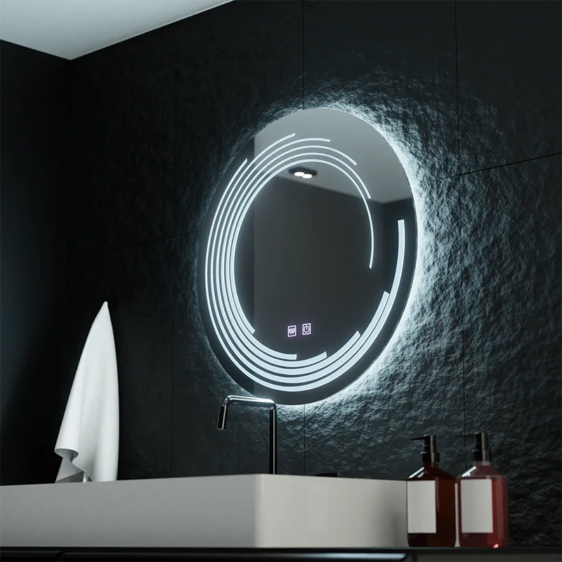 Oglinda LED Rotunda, 60cm, Lira Touch, Sistem Dezaburire, Dimabila