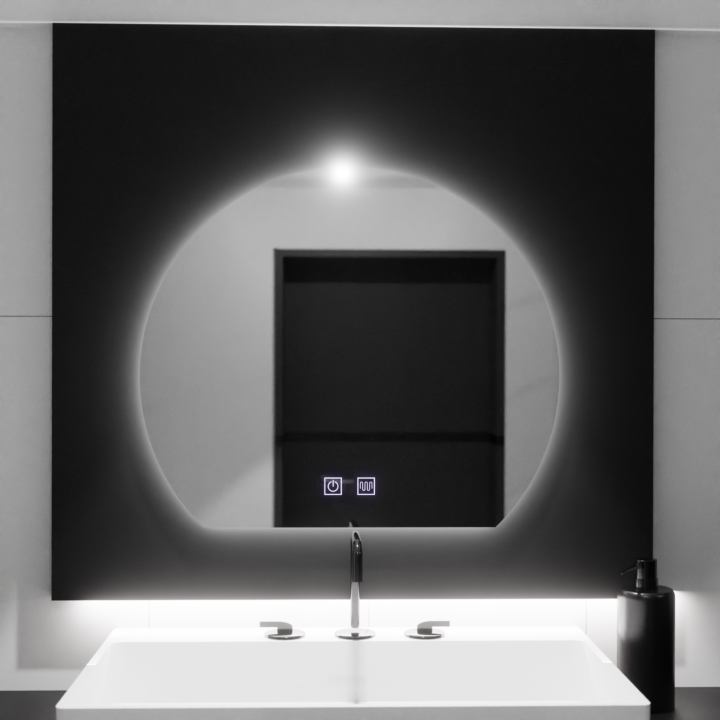 Oglinda LED Semiluna, 60x54,  Soluna Touch, Sistem Dezaburire, Dimabila