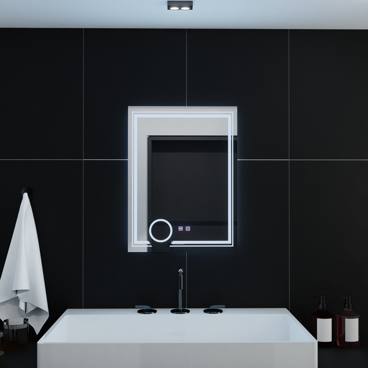 Oglinda LED Rectangulara 60x80cm Magia Canto Touch Sistem Dezaburire Dimabila