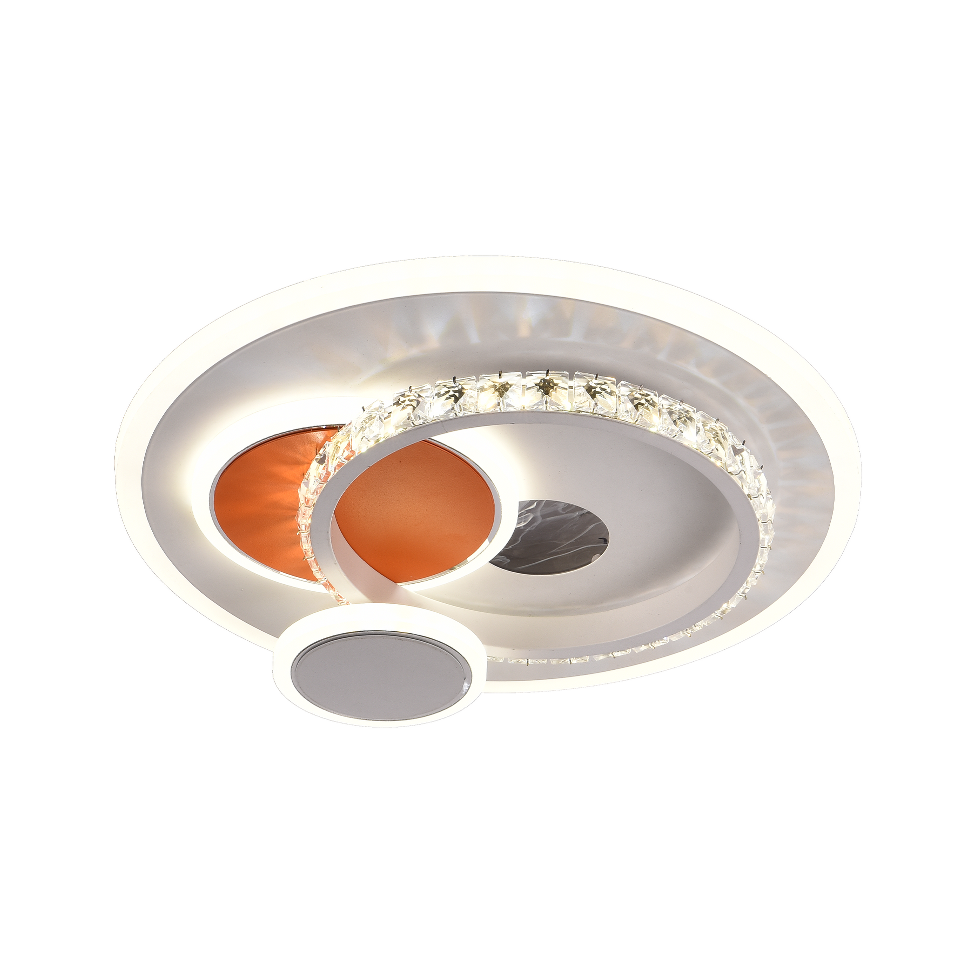 Lustra LED cu cristal HELIOX, 40W, 4 Cercuri, lumina Rece/Calda/Neutra, Alb Lustre LED Default Title Alessandro Design