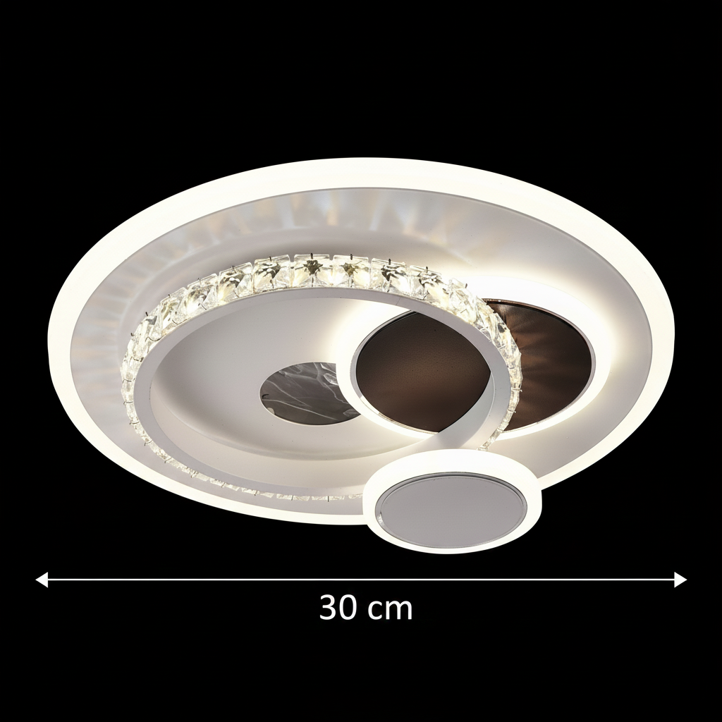 Lustra LED cu cristal HELIOX, 37W, 4 Cercuri, lumina Rece/Calda/Neutra, Negru Lustre LED Default Title Alessandro Design