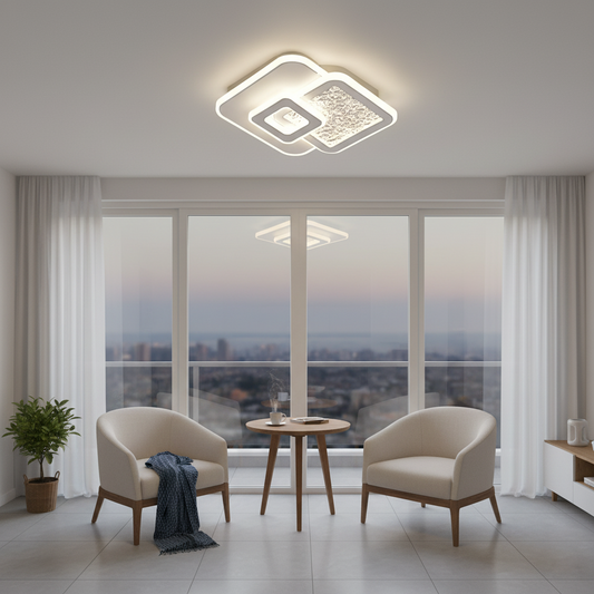 Lustra LED KOMPACTO 56W, 3 Patrate, lumina Rece/Calda/Neutra, Alb Lustre LED Default Title Alessandro Design