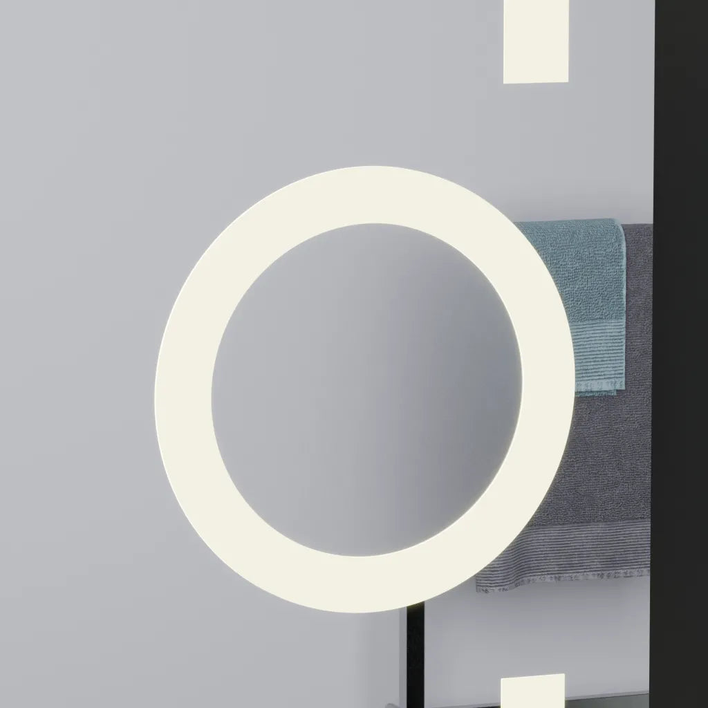 Oglinda LED Rectangulara, 60x80cm, Eclat MotionGlow Marcello, Ceas & Termometru, Sistem Dezaburire, Lupa Cosmetica, Dimabila