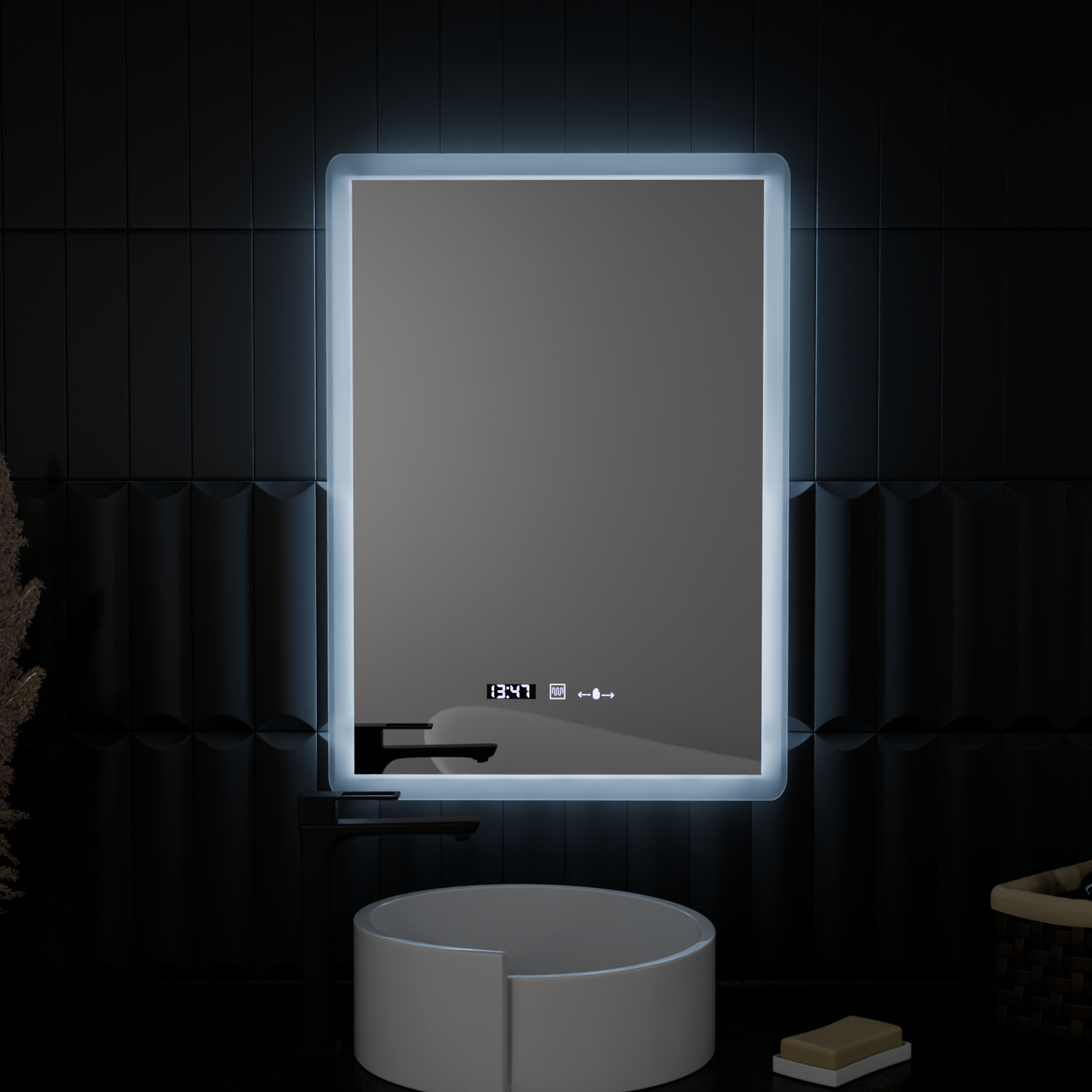 Oglinda LED Rectangulara, 50x70cm, ELANCEE Senzor MotionGlow Marcello, Sistem Dezaburire, Ceas & Termometru, Dimabila Oglinzi Marcello Default Title Alessandro Design