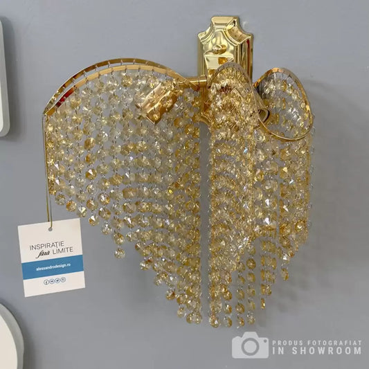 Aplica Cristal Ander 2x E14 Auriu Lucios Lucios, Siraguri de cristale