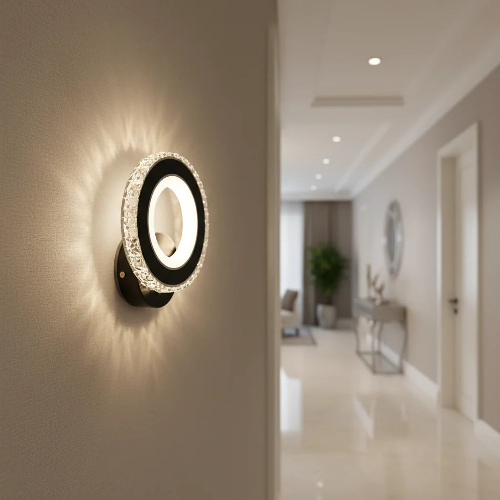 Aplica LED NOVA Rotonda, 16W, Negru & Inox, lumina Calda/Rece/Neutra Aplice de Interior Default Title Alessandro Design