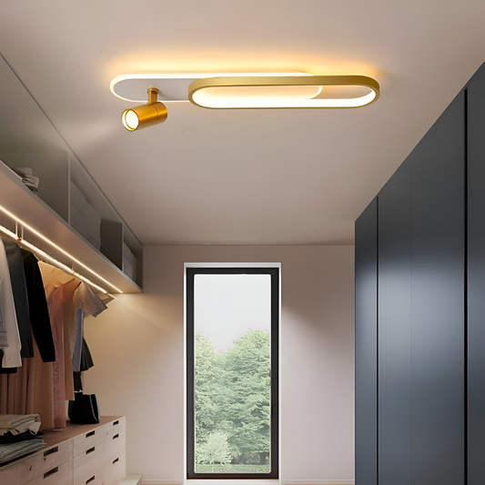 Lustra LED cu Proiector Reglabil FISSO Camilla, 48W, lumina Rece/Calda/Neutra 3000K/4000K/6000K, Auriu Lucios, Metal si Acril Lustre LED Default Title Alessandro Design
