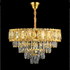 Candelabru Cristal CORONA Prisma 5xE14, Diametru 40cm, Auriu Lucios, Inaltime Regrabila