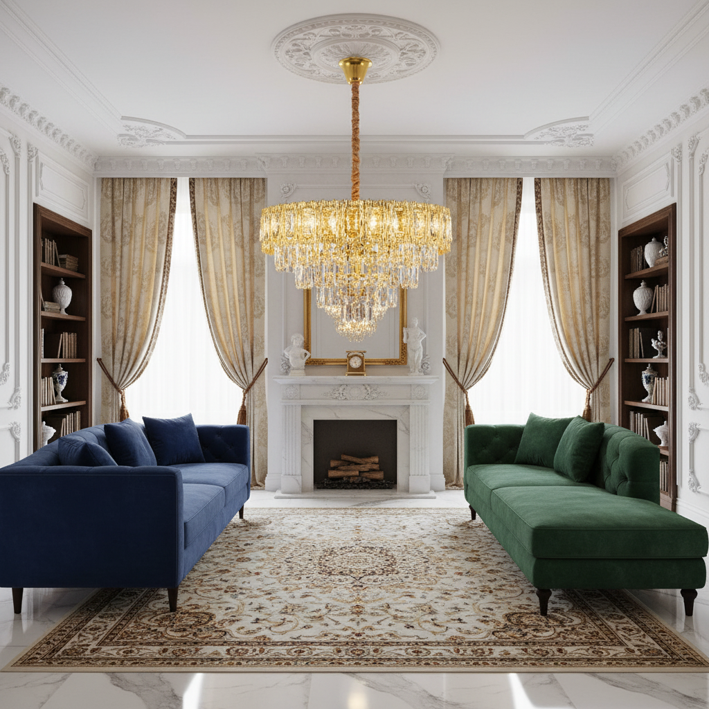 Candelabru Cristal BELVEDERE Eleganza 8xE14, Diametru 50cm, Auriu Lucios, Inaltime Reglabila Candelabre Cristal Default Title Alessandro Design