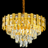 Candelabru Cristal AURELIO Vesta 3xE14, Diametru 30cm, Auriu Lucios, Inaltime Regrabila
