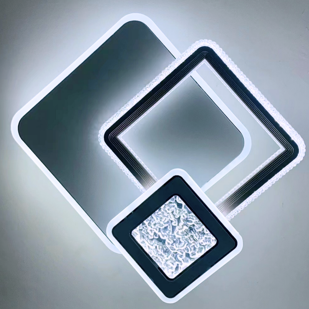 Lustra LED NYXORA  51W, 3 Patrate, lumina Rece/Calda/Neutra, Alb