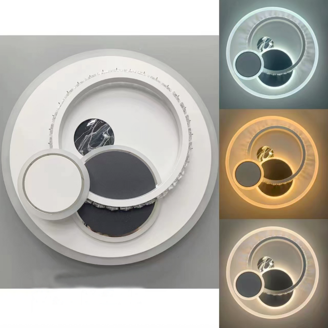 Lustra LED cu cristal HELIOX, 37W, 4 Cercuri, lumina Rece/Calda/Neutra, Negru Lustre LED Default Title Alessandro Design