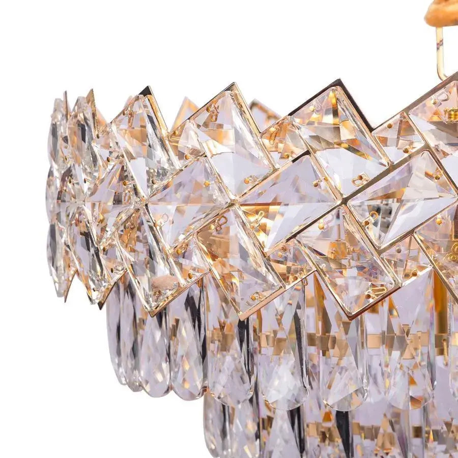 Candelabru Cristal WINDSOR Eleganza 6x E14, Diametru 49cm, Auriu Lucios, Inaltime Reglabila